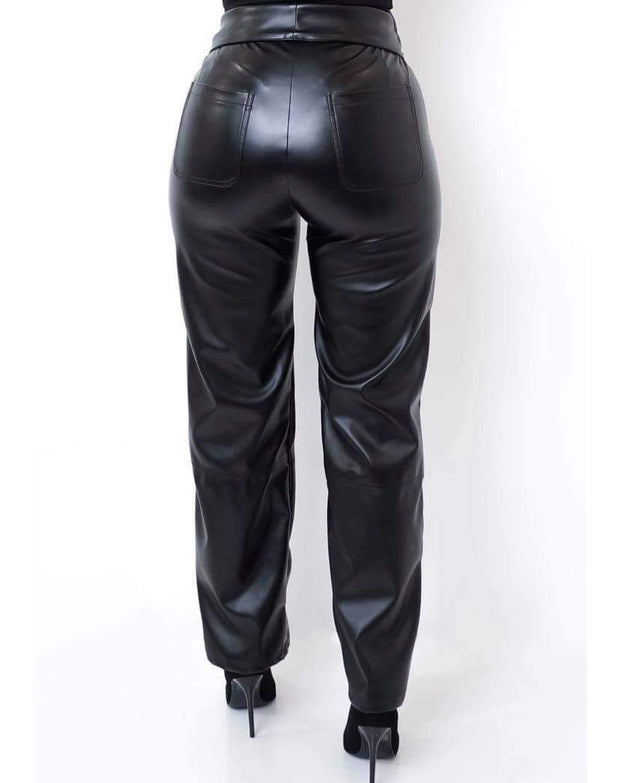 Black Leather Bow Pants